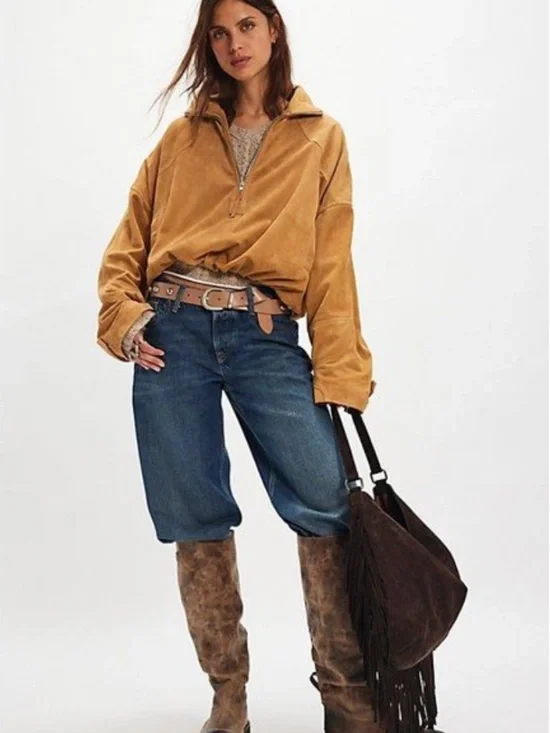 We The Free 'Sonny' Suede Pullover in Camel (NWT) - Picture 3 of 5